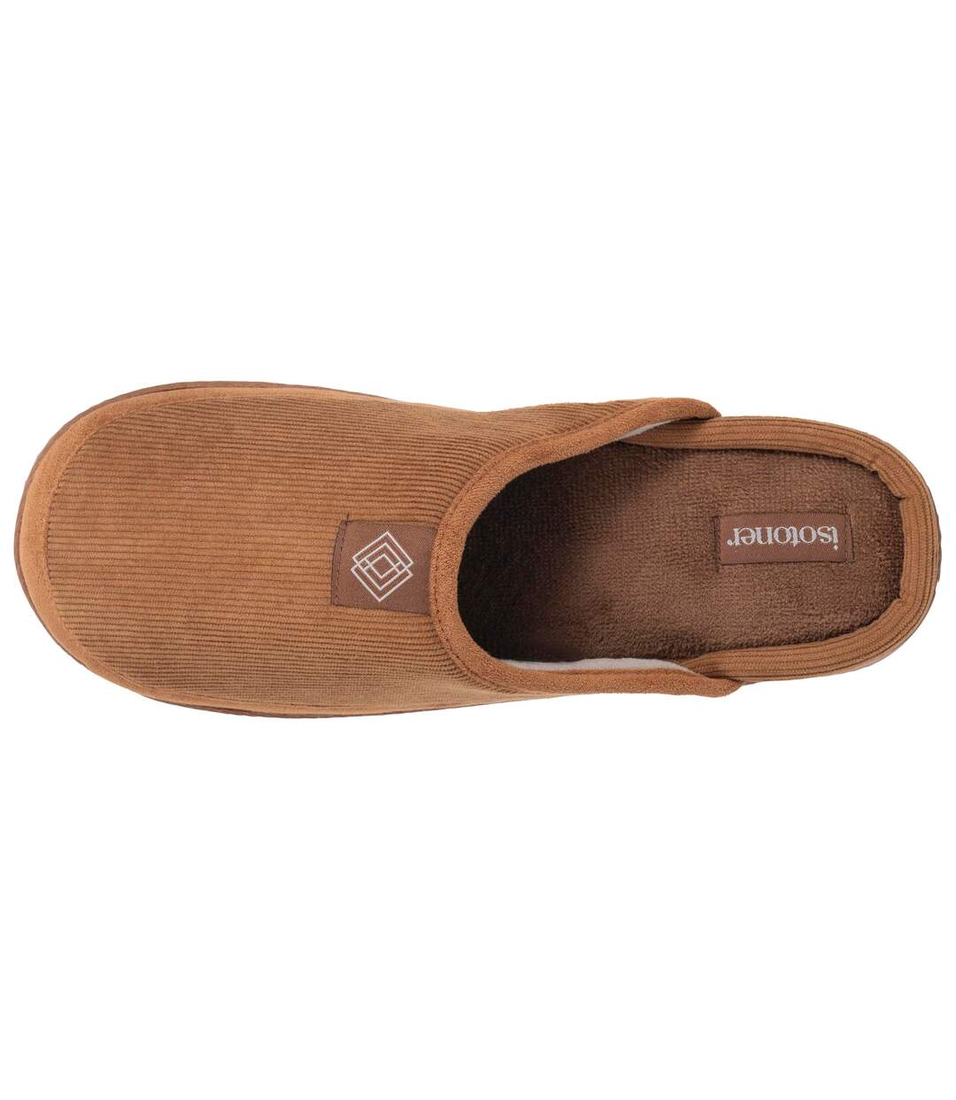 Isotoner Chaussons Mules homme velours chauds, semelle confort crantée-2