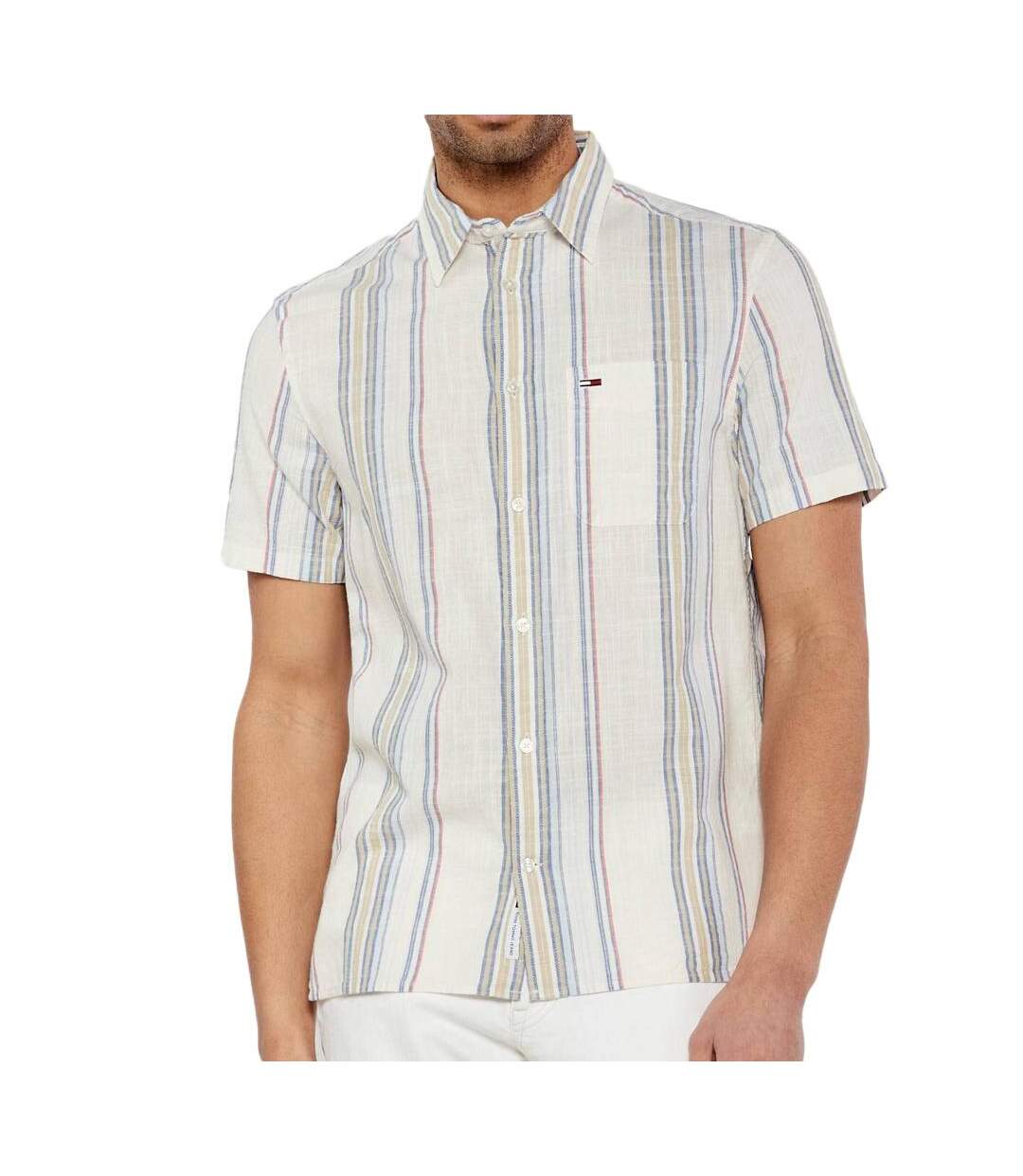 Chemise blanche/bleu homme tommy hilfiger stripe - l-1