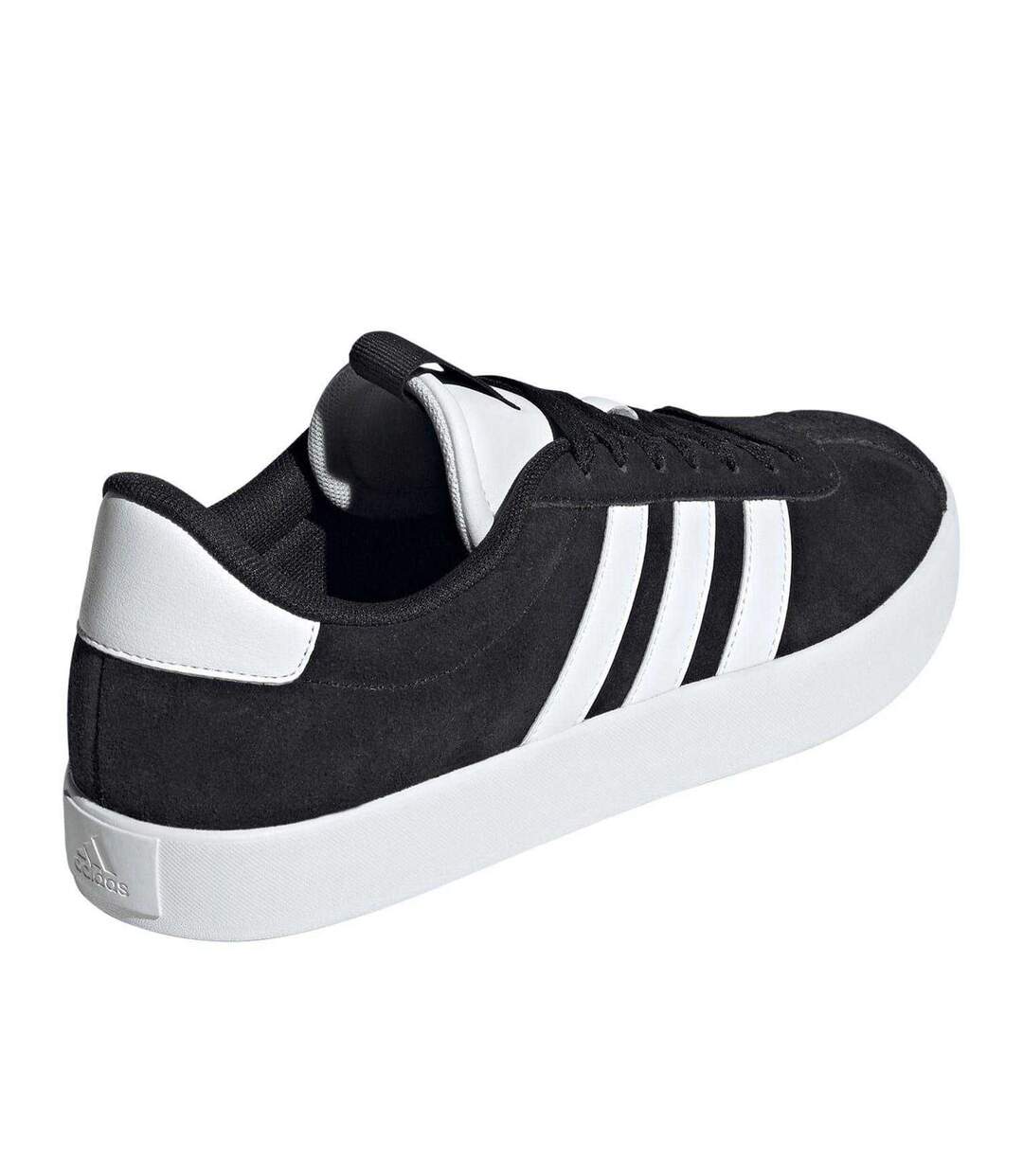 Mens Vl Court 3.0 3 Stripes Leather Shoes Black White Adidas-2