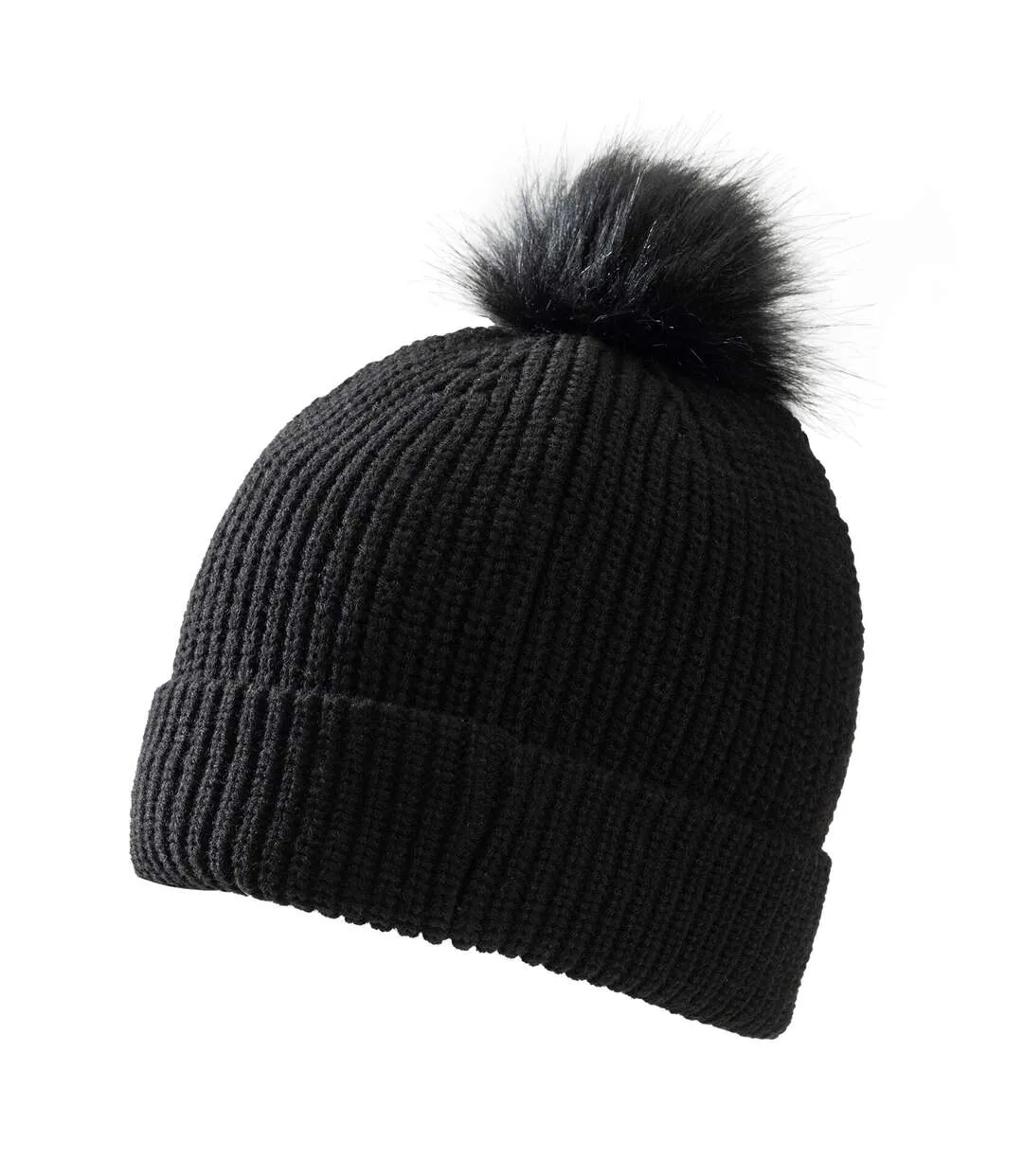 Bonnet À Revers Et Pompon Duveteux Glitz Femme Noir Dare 2B-3