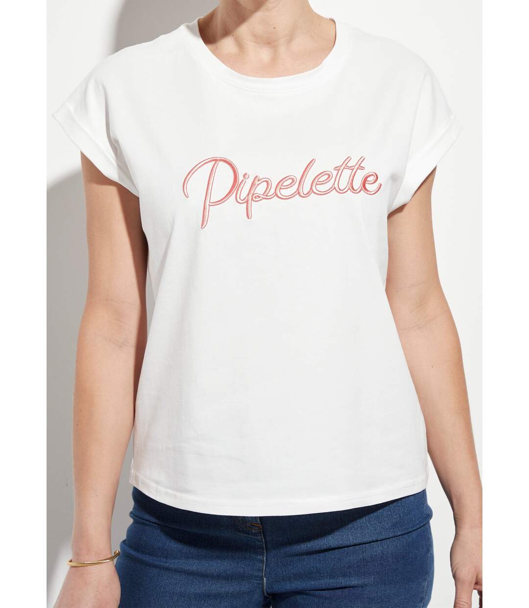 T-shirt col rond avec message Pipelette-4