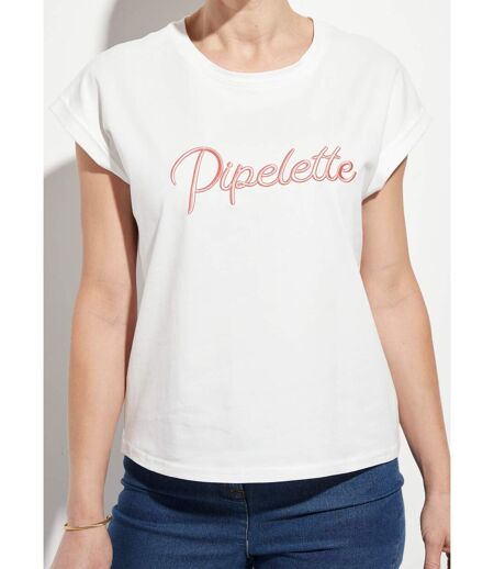 T-shirt col rond avec message Pipelette