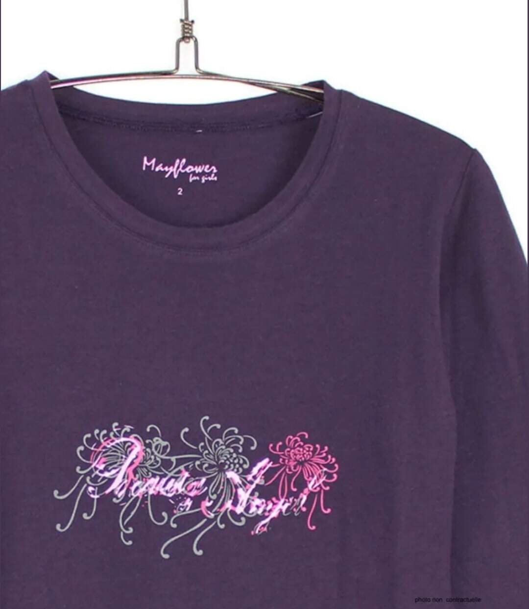 MAYFLOWER SH1060 – Tee-shirt manches longues violet col rond sérigraphié pour un style audacieux-4