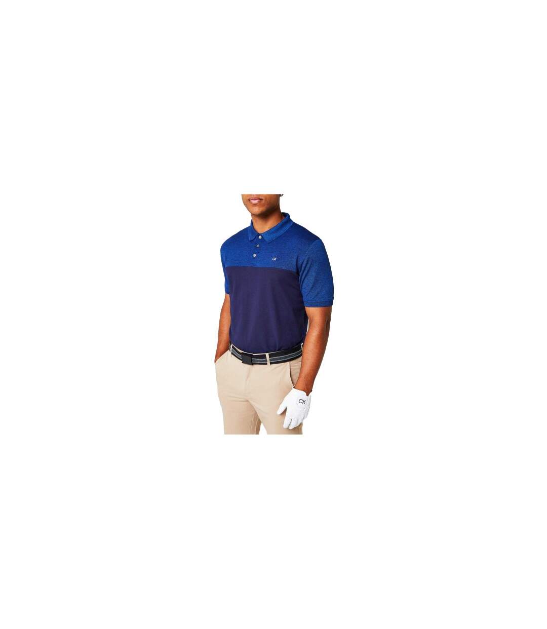 Mens Colour Block Golf Polo Shirt Cobalt Blue Navy Calvin Klein-1