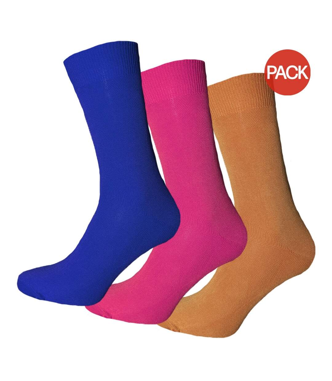 Chaussettes homme bleu roi / rose / moutarde Simply Essentials-1