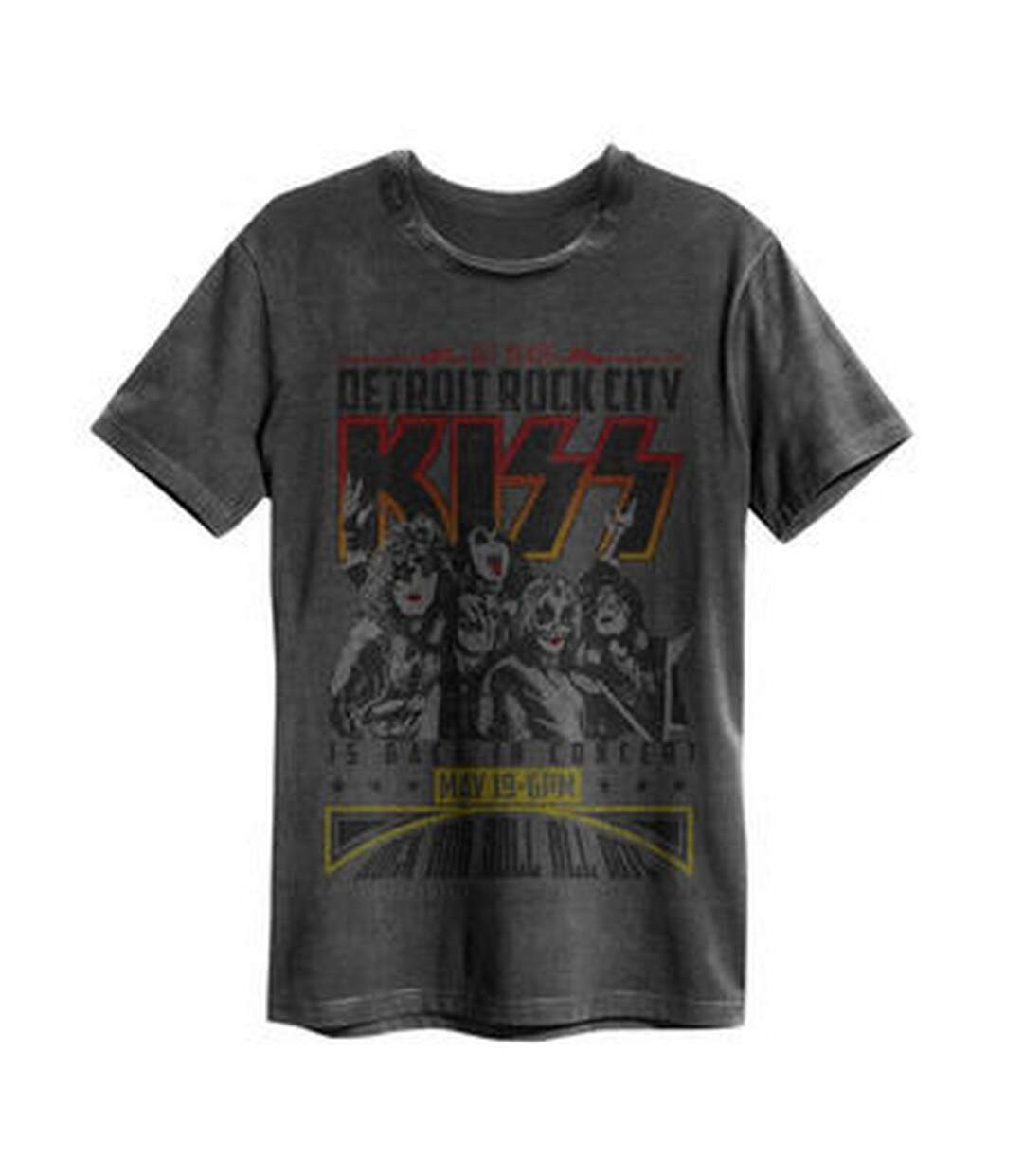 Unisex Adult Vintage Poster Kiss T-shirt Charcoal Amplified-1