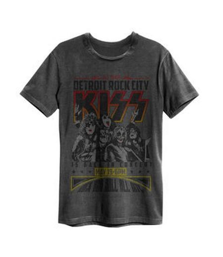 Unisex Adult Vintage Poster Kiss T-shirt Charcoal Amplified