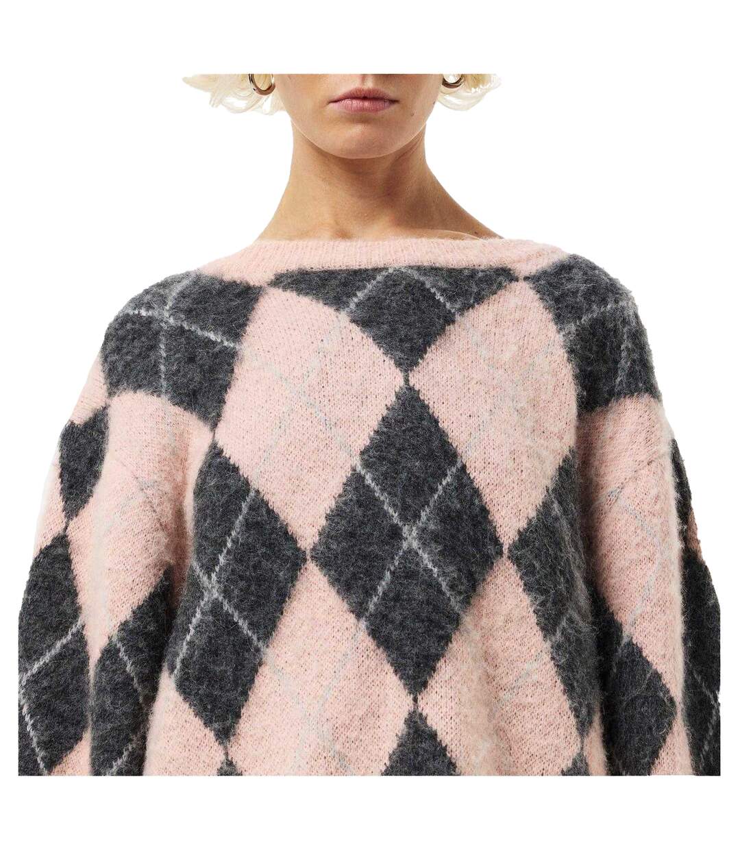 Pull Motif/style Losange Harriet Femme Rose Noir Edited-4