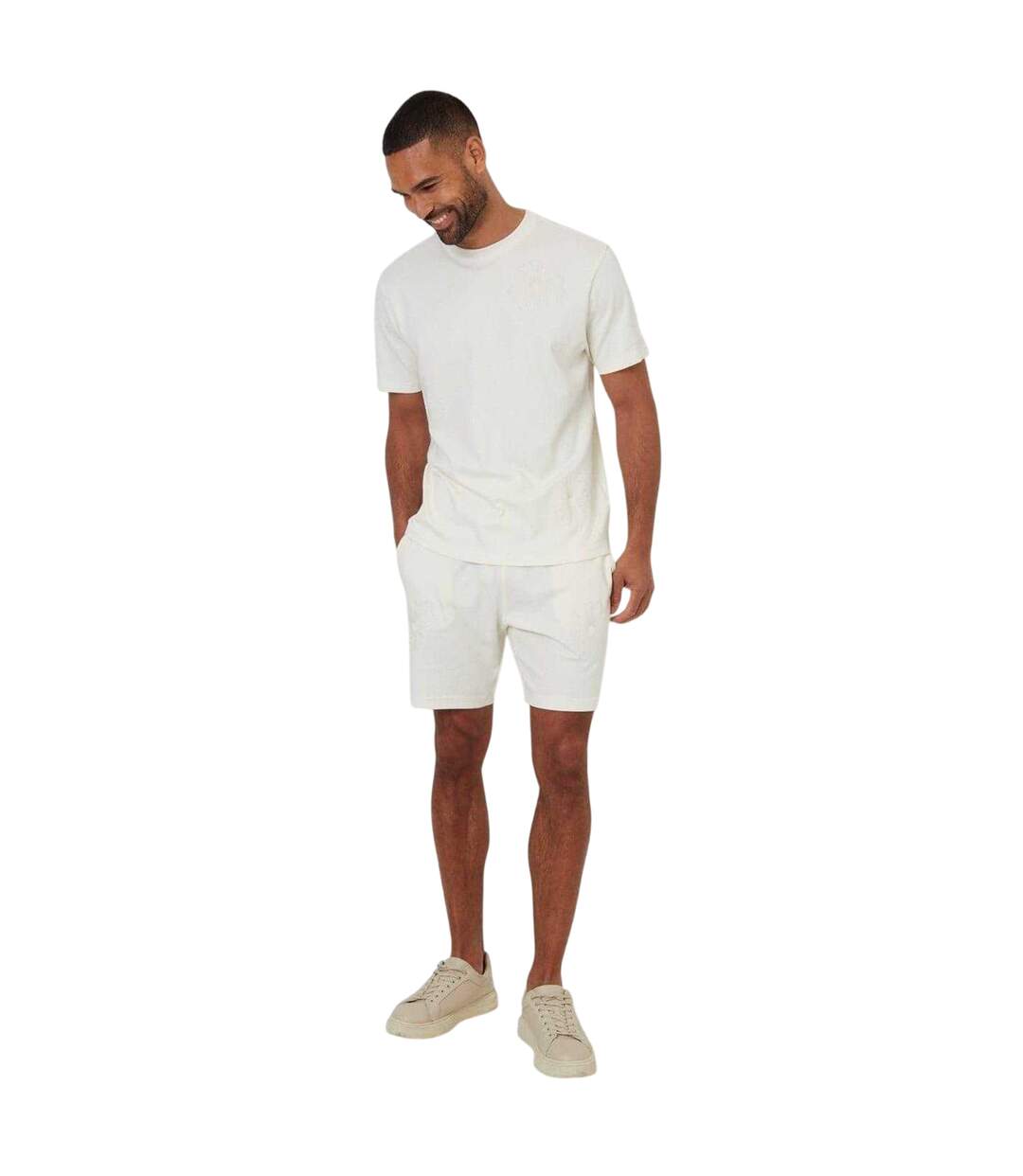 Mens Embroidered Flower Regular T-shirt White Threadbare-4