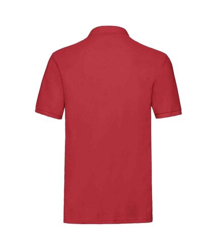 Mens premium cotton pique polo shirt red Fruit of the Loom