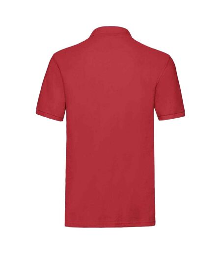 Mens premium cotton pique polo shirt red Fruit of the Loom