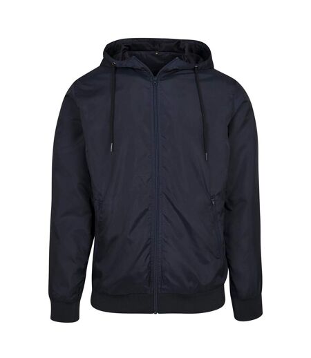 Build Your Brand Mens Zip Up Wind Runner Jacket (Navy) - UTRW5676