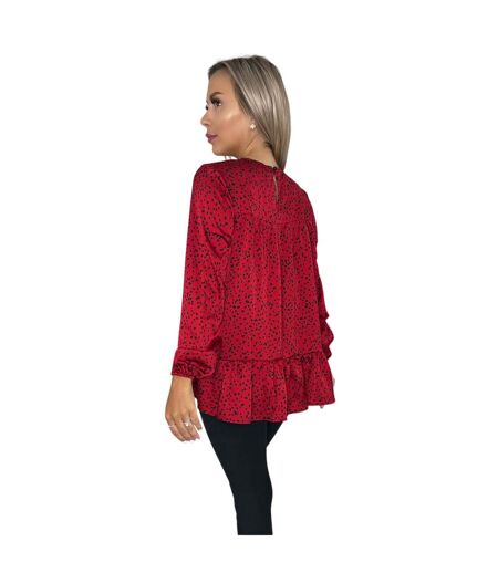 Haut À Smocks Manches Longues Motif/style Imprimé Femme Rouge AX Paris