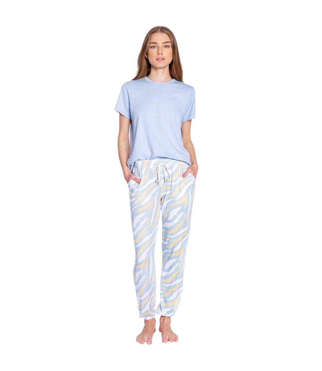 Pantalon De Jogging Motif/style Imprimé Tigre Femme Bleu Clair PJ Salvage-2