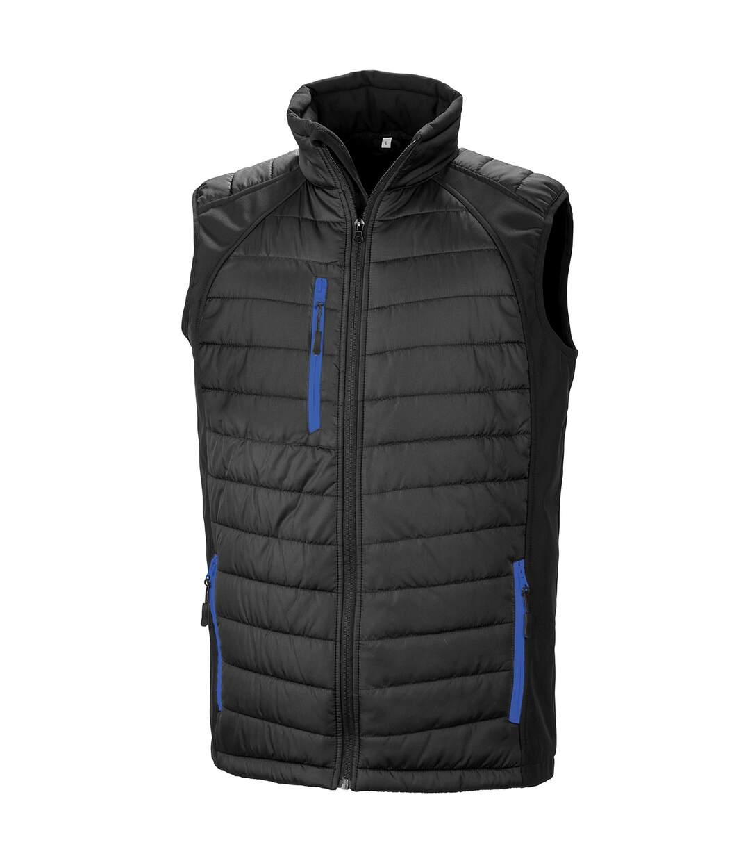 Unisex adult compass softshell padded gilet black/royal blue Result Genuine Recycled-1