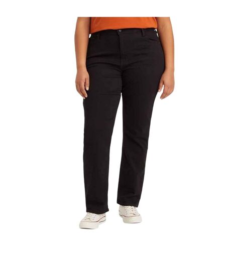 Womens/ladies 724 Plus High Rise Straight Jeans Black Levis