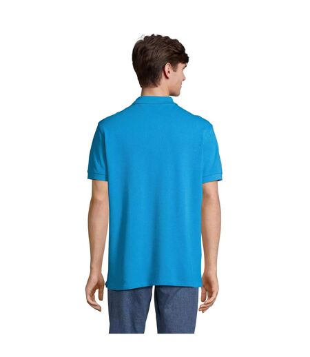 Unisex Adult Pacific Pique Twin Needle Stitch Polo Shirt Aqua SOLS