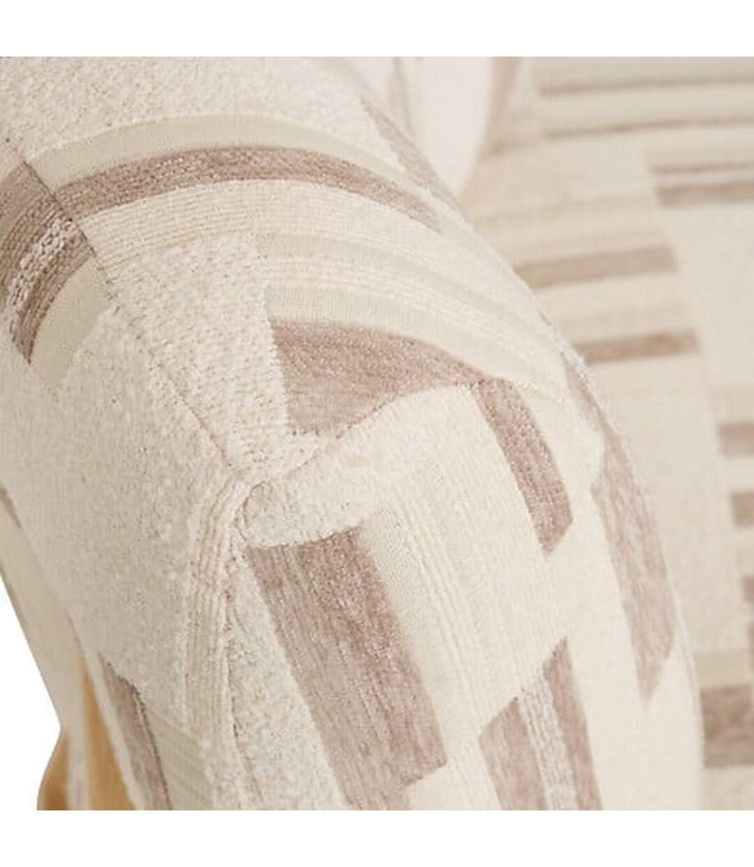 Fauteuil en chenille avec pieds en bois effet naturel CALIX - Beige-2
