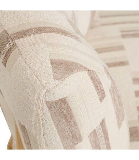 Fauteuil en chenille avec pieds en bois effet naturel CALIX - Beige