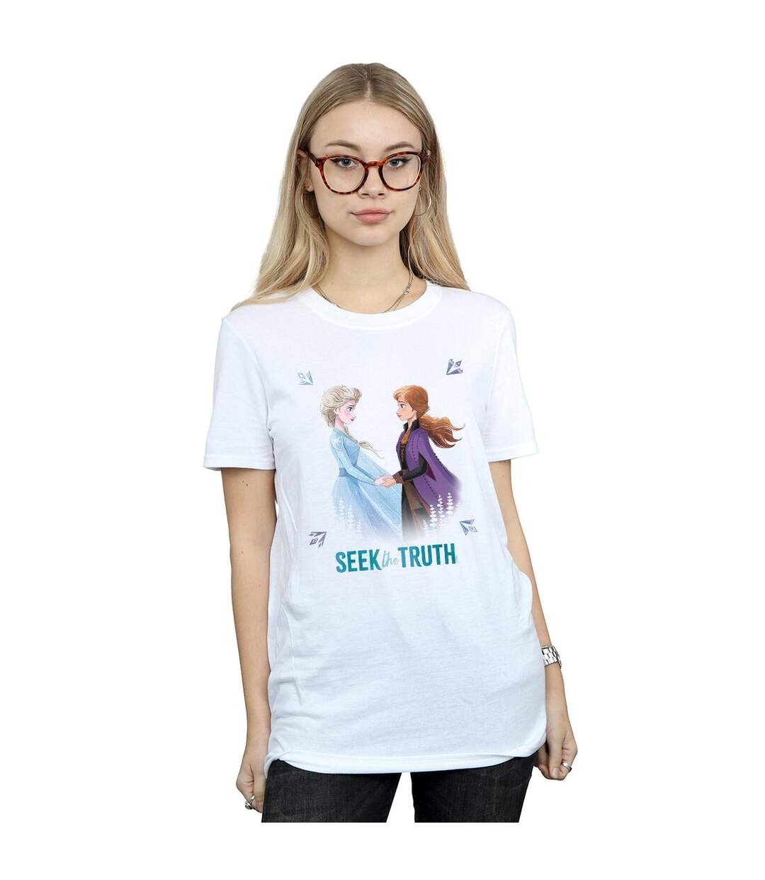 Disney - T-shirt FROZEN ELSA AND ANNA SEEK THE TRUTH - Femme (Blanc) - UTBI24369-2