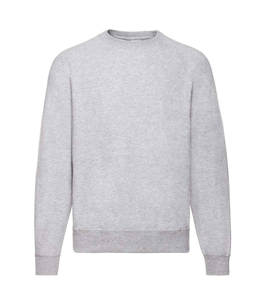 Adults unisex classic raglan sweatshirt heather grey Fruit of the Loom-1