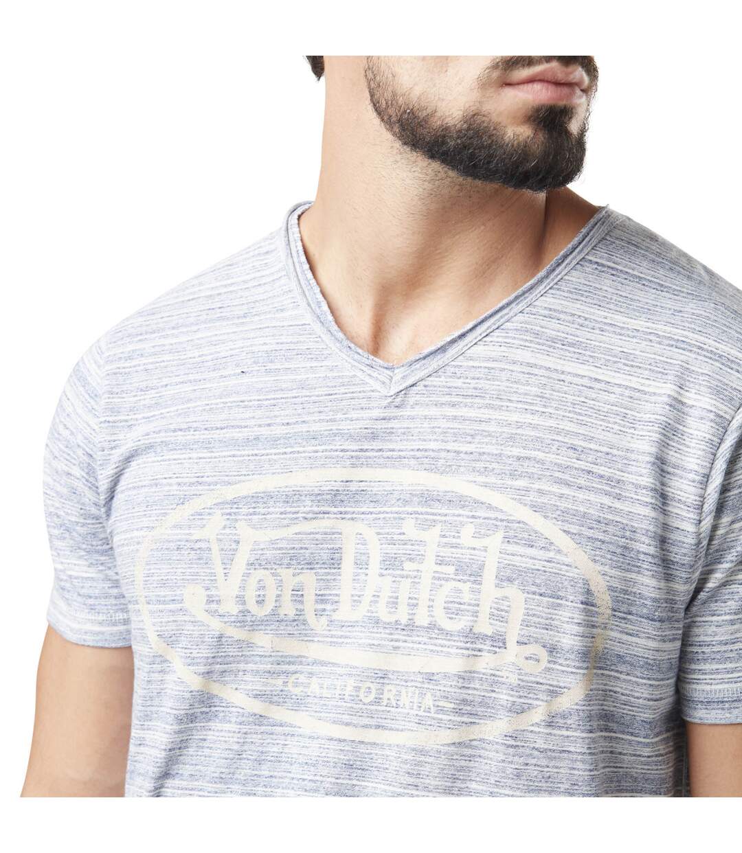 T-shirt homme col v avec traitement en coton Ron Vondutch-2