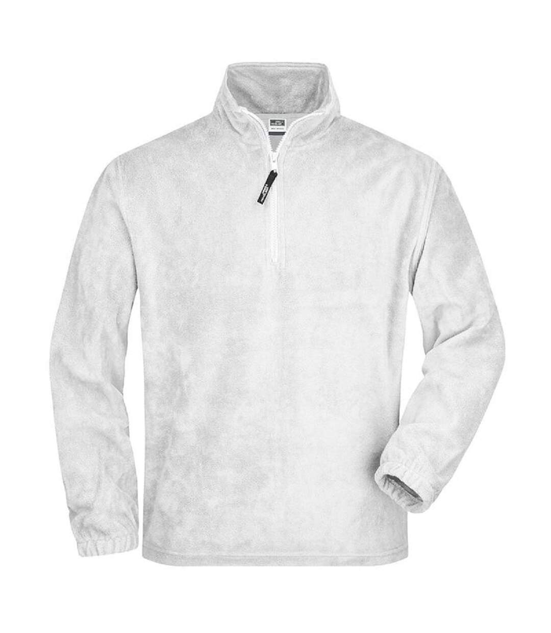 Sweat polaire col zippé homme - JN043 - blanc-2