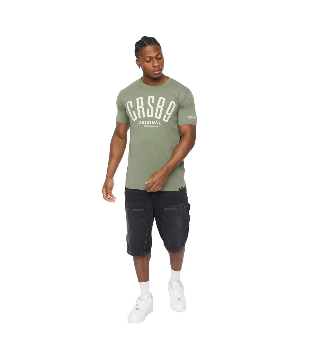 T-shirt Hallfell Homme Kaki Crosshatch-4