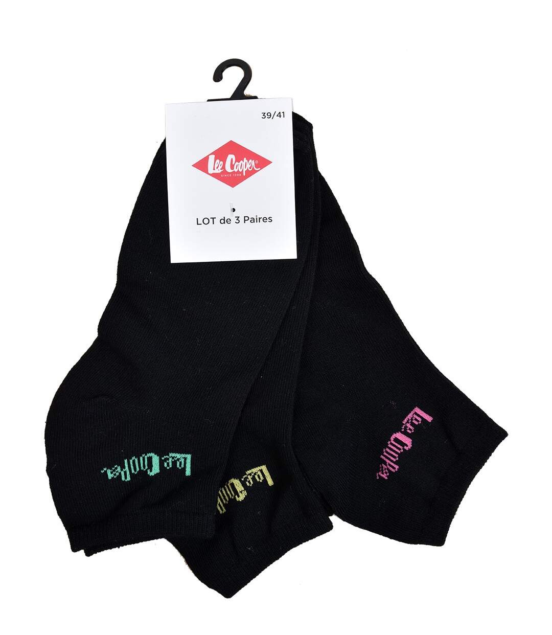 Chaussettes Courtes femme LEE COOPER Qualité et Confort-Assortiment modèles photos selon arrivages- OPALE Pack de 6 Paires Noires-3