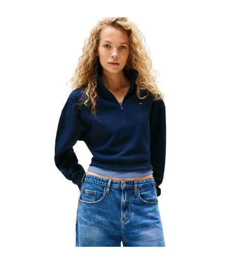 Sweat Court Femme Bleu Marine Foncé Tommy Jeans