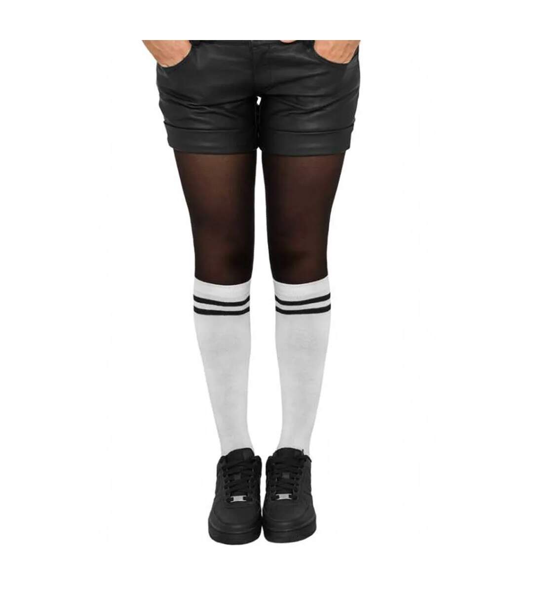 Chaussettes College Femme Blanc Noir Urban Classics-2