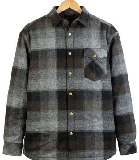 CHALLENGER BRUNO7 — Surchemise flanelle doublée gris/brun : la chaleur garantie au style authentique