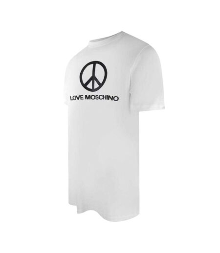 Mens Peace Symbol T-shirt White Love Moschino