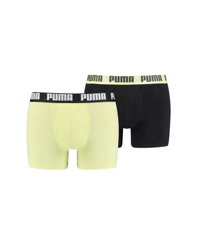 PUMA Lot de 2 Boxers Homme Coton BASIC Noir Jaune