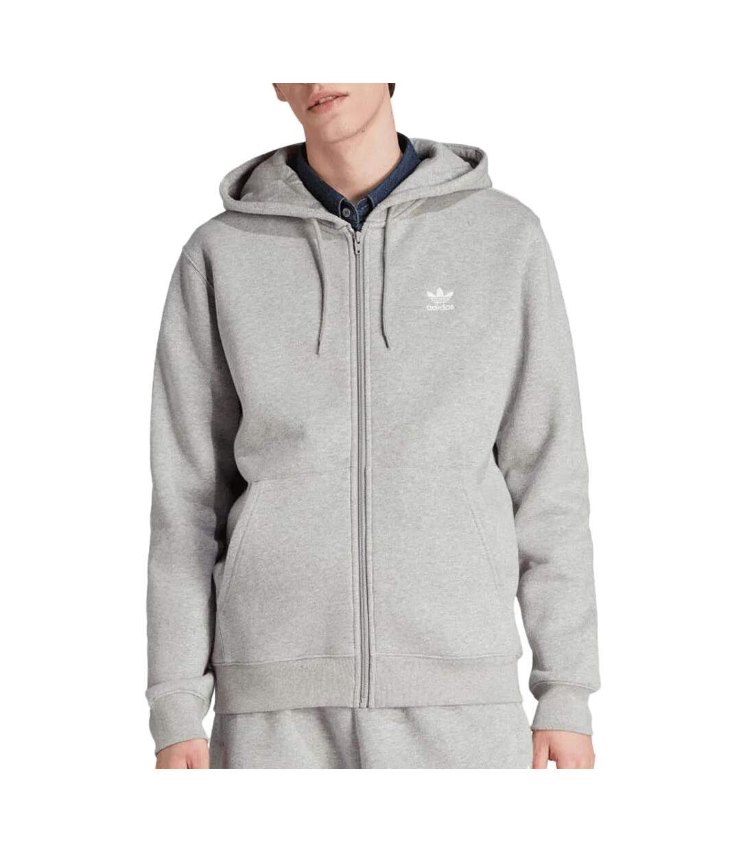 Sweat zippé gris homme adidas hdy - l-1