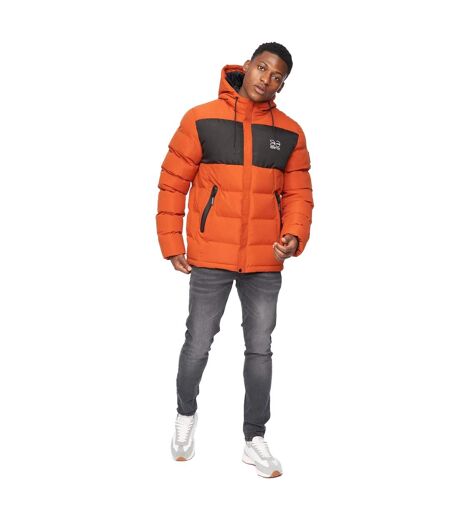 Mens Tenthley Embossed Padded Jacket Burnt Orange Crosshatch