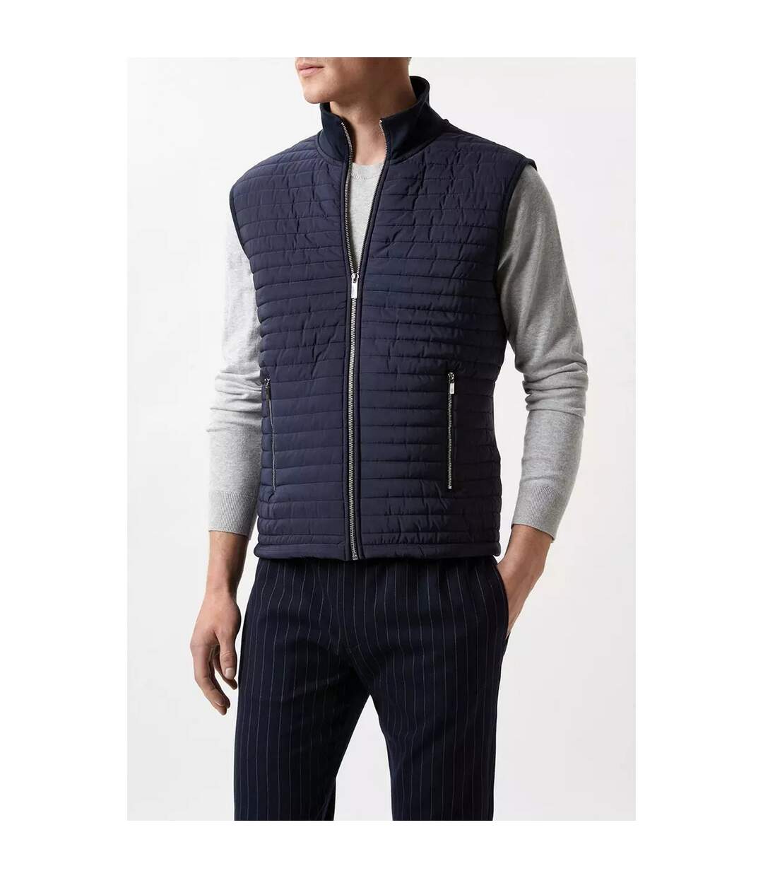 Mens quilted funnel neck vest navy Burton