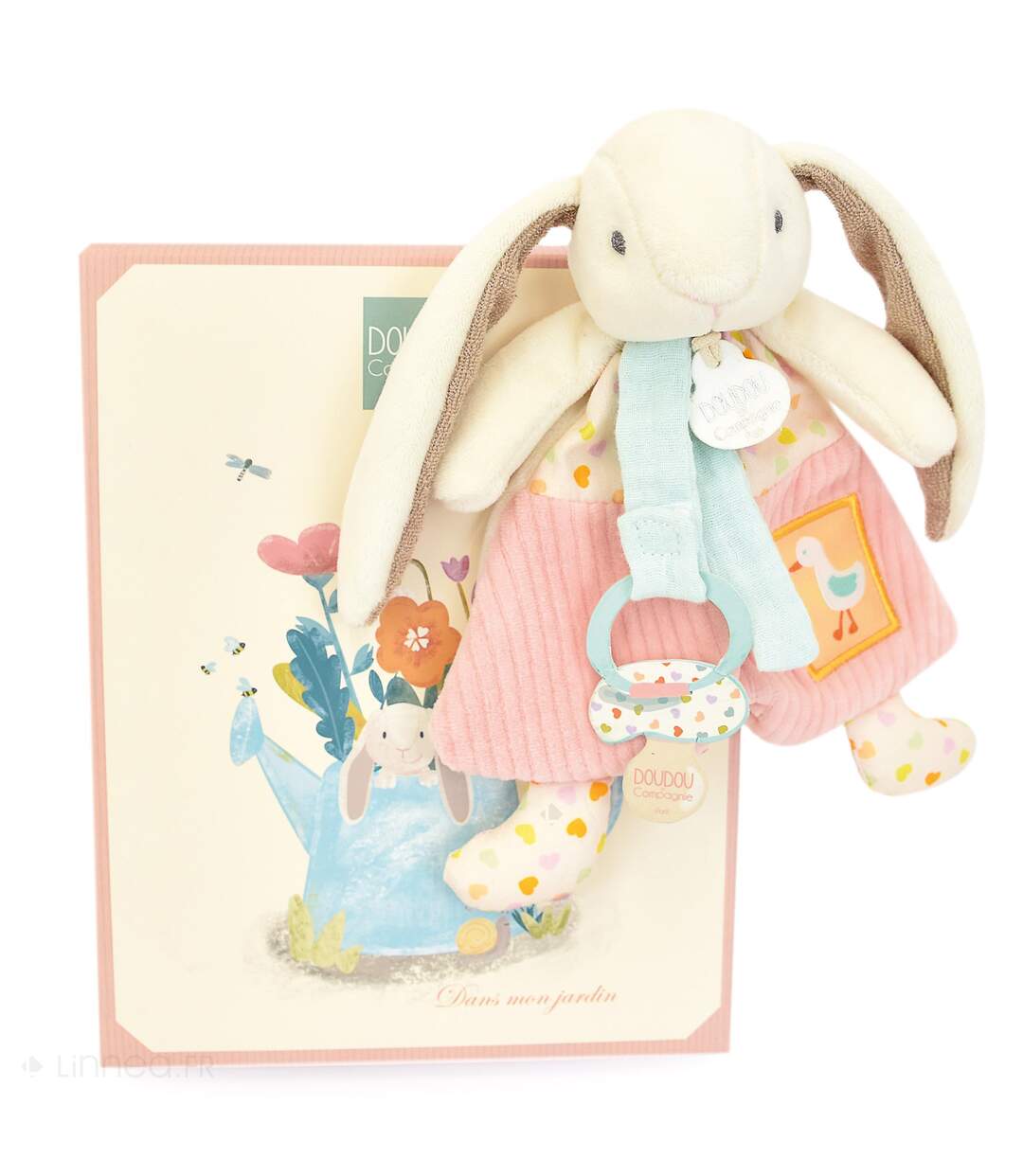 Doudou attache-sucette lapin Ciboulette polyester collection DANS MON JARDIN-4