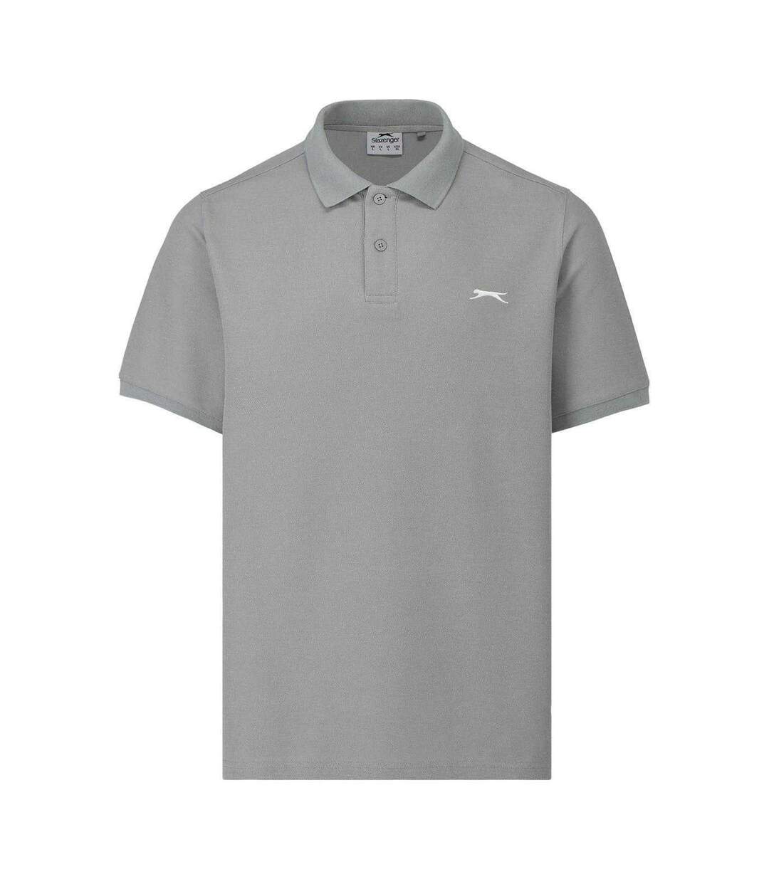 Mens Embroidered Logo Polo Shirt Light Grey Slazenger-1