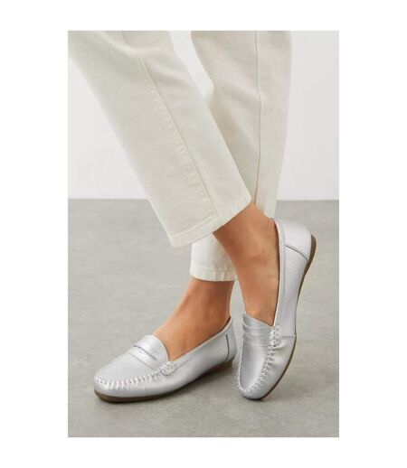 Womens/ladies nessa leather loafers silver Good For The Sole