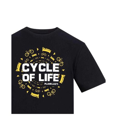 Mens Cycle Of Life Printed T-shirt Black Plain Lazy
