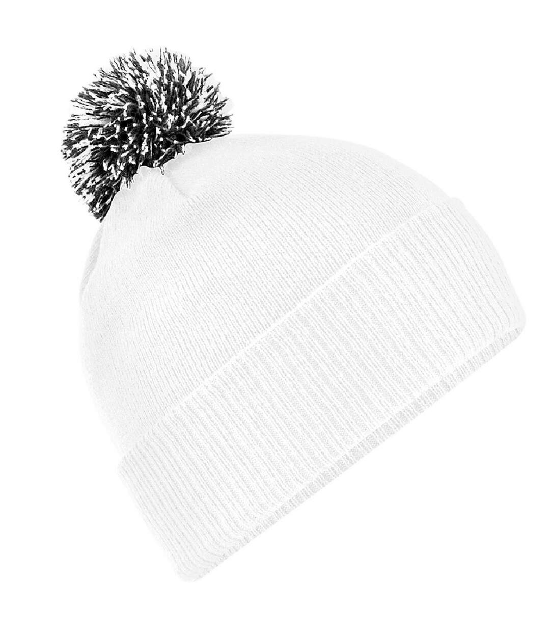 Adultes Bonnet Unisexe Snowstar Blanc Noir Beechfield-1