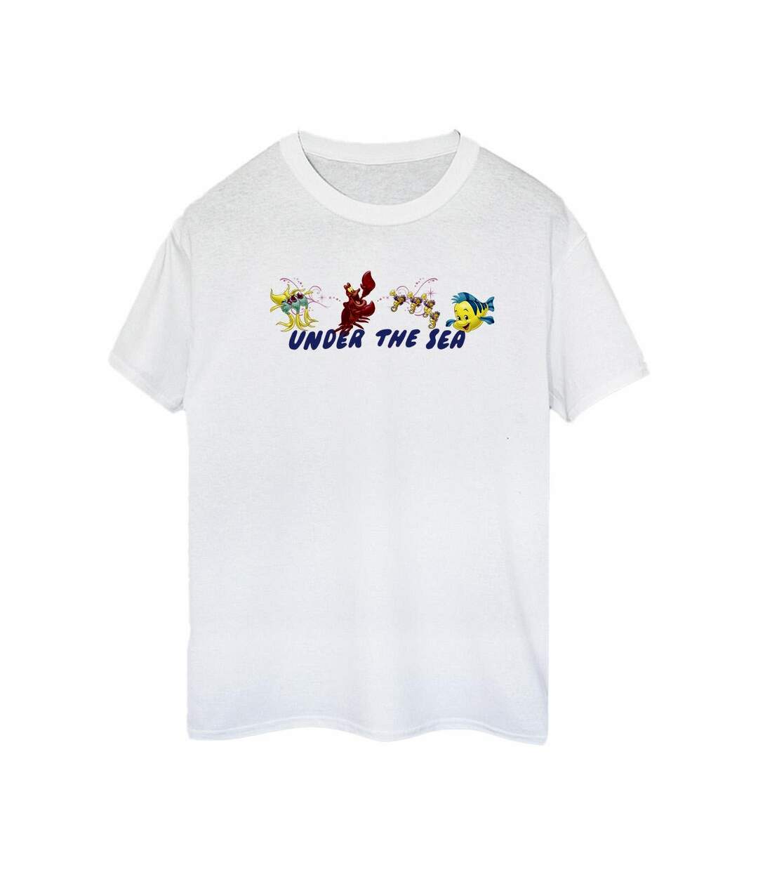 Disney Femme/Les femmes La petite sirène sous la mer - T-shirt boyfriend en coton (Blanc) - UTBI31176-1