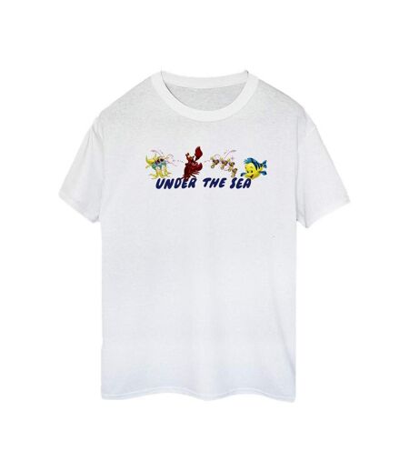 Disney Femme/Les femmes La petite sirène sous la mer - T-shirt boyfriend en coton (Blanc) - UTBI31176