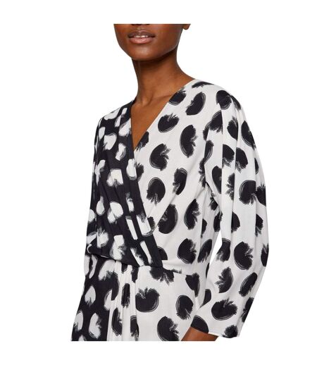 Womens/ladies Danotta Wrap Dress Black White Hugo Boss