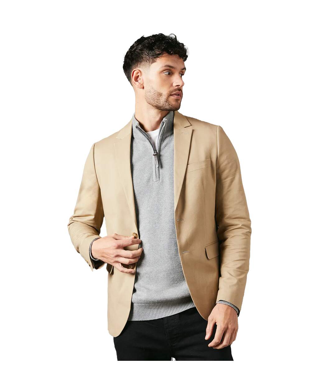 Mens smart cotton regular blazer stone Maine