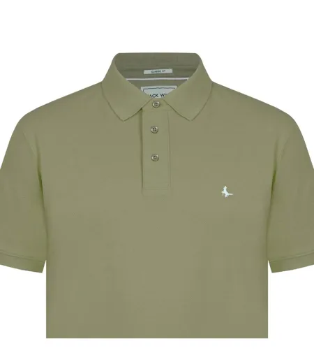 Mens Classic Embroidered Logo Polo Shirt Dry Grass Jack Wills