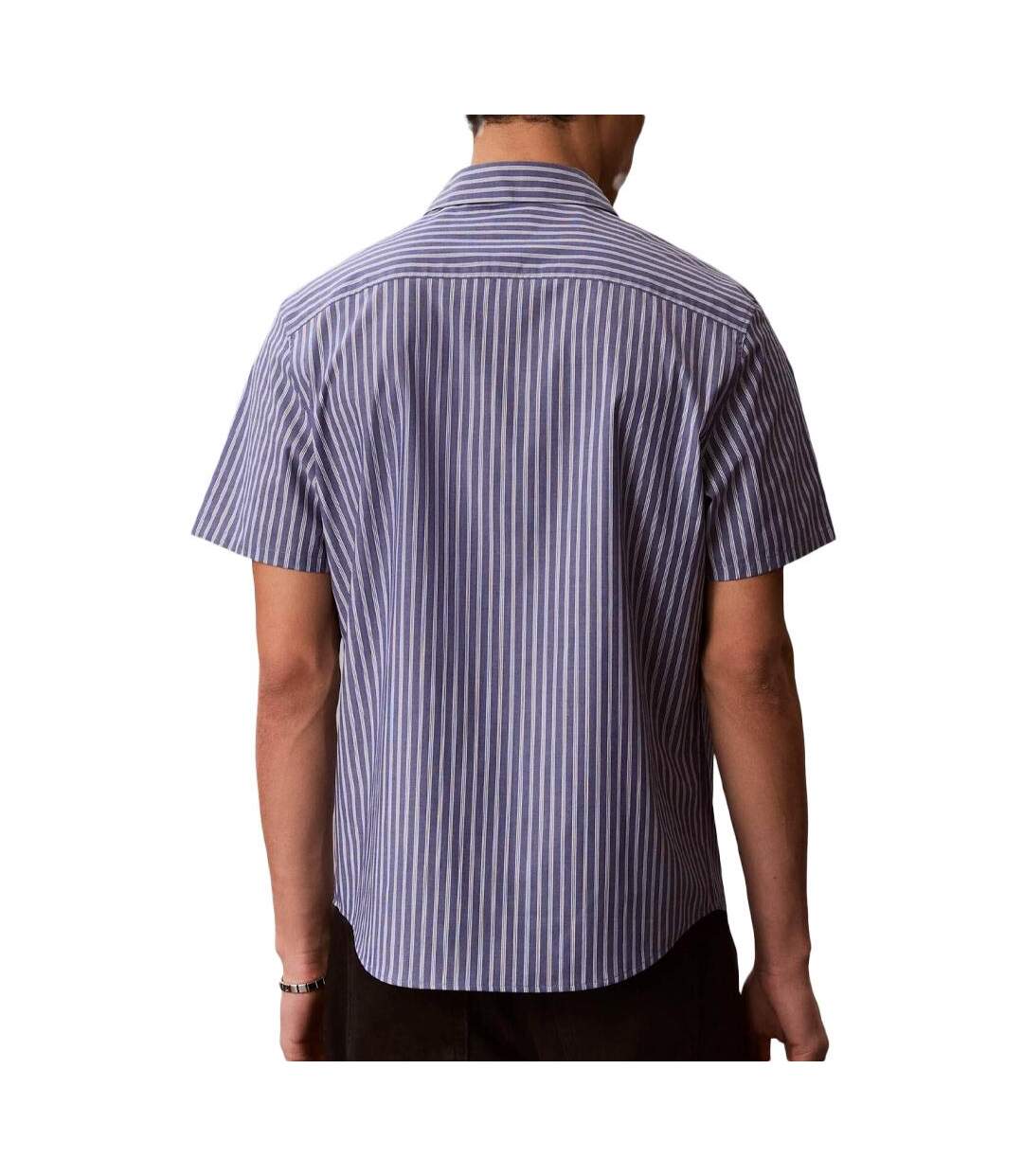 Chemise bleu homme calvin klein jeans yd multi pinstrip-2