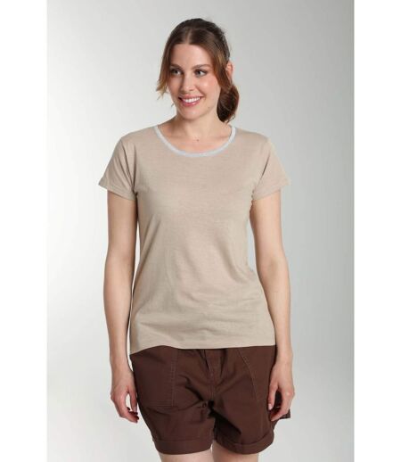 Tee shirt col rond lurex manches courtes femme Tee Summer Taupe Clair | Gerard Pasquier
