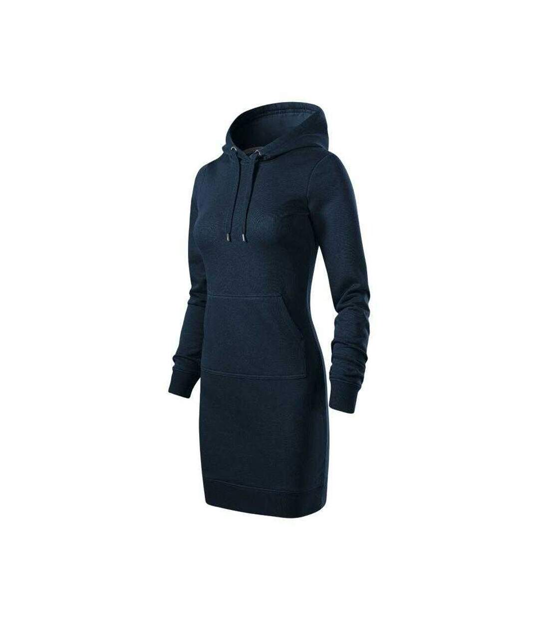 Womens/ladies Snap French Terry Hooded Sweatshirt Dress Navy Blue Malfini-3